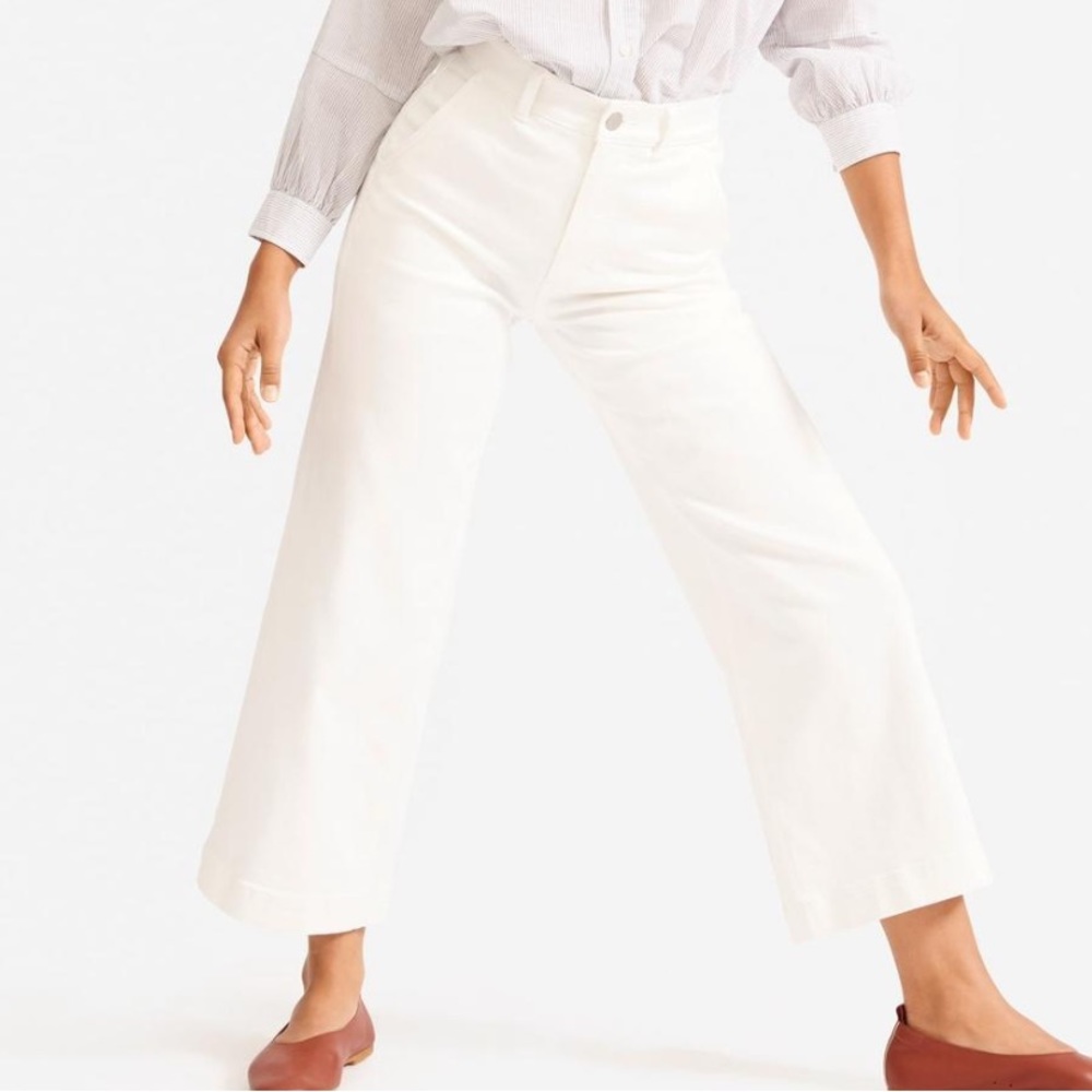 Everlane White Wide-Leg Cropped Jeans